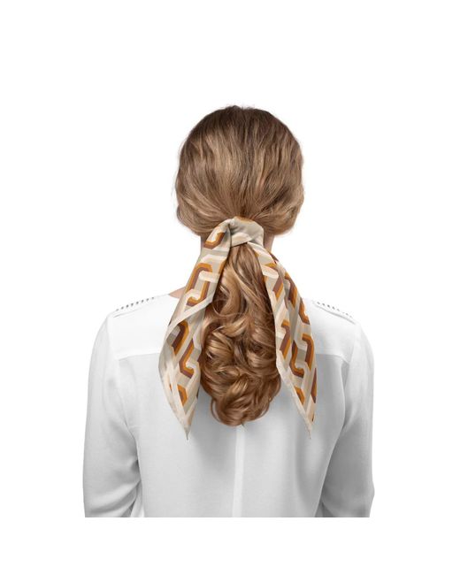 Le Parmentier Natural Neutrals Chain Motif Bandana Silk Scarf