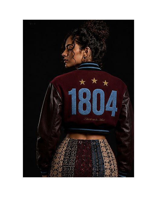 COOL Creative Blue Haiti Cropped Varsity Jacket
