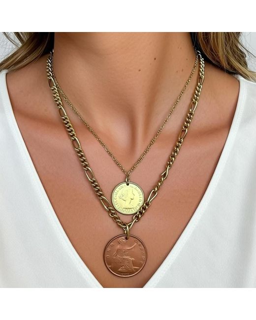 Caramel Vintage Jewellery Metallic Coin Layered Necklace