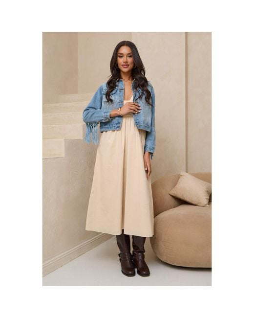 Saachi Blue Woven Pocket Denim Jacket