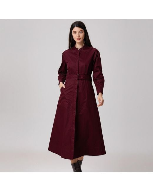 Smart and Joy Structured Cotton Shirt-Dress With Flared Skirt