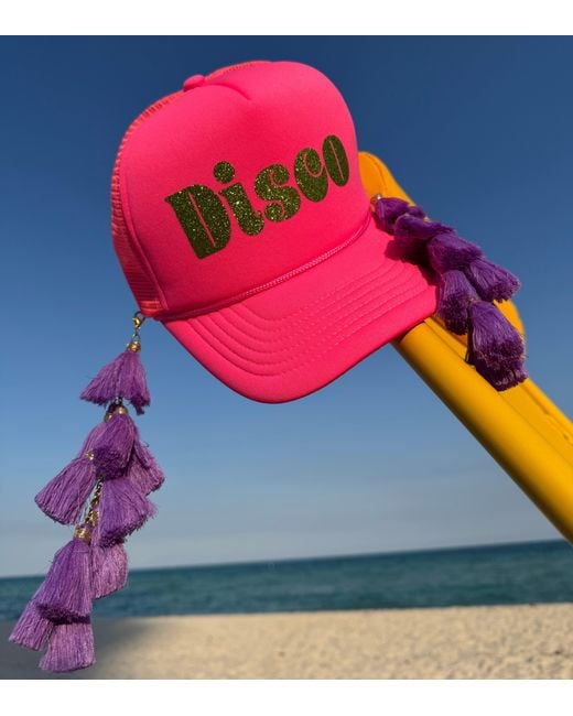 Julia Clancey Pink Hot Tasseltastic Disco Trucker Cap