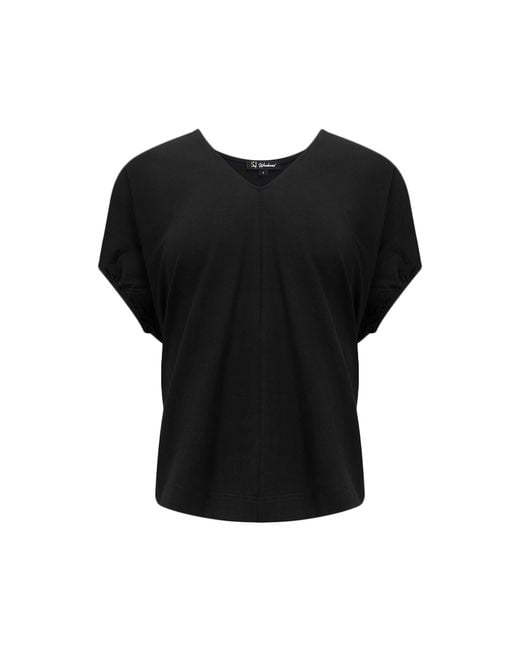 Smart and Joy Black Casual Cotton V-Neck Blouse
