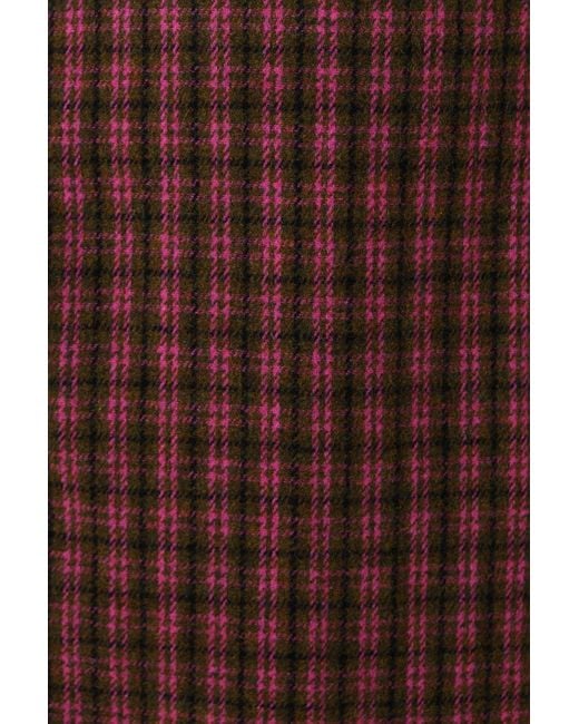 Louche Red Dryden Wyoming Check Faux Fur Collar Coat