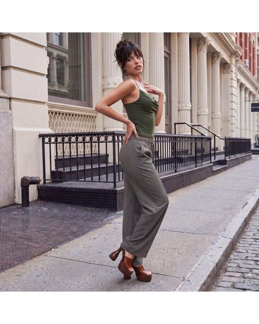 Modenaire Gray Wide Leg Trousers Relaxed Form