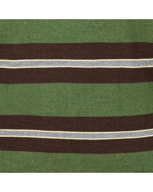 SALANIDA Green Galante 100% Merino Polo Top Stripes