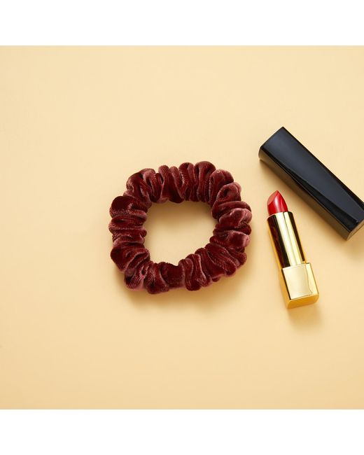 Soft Strokes Silk Brown Silk Velvet Handmade Mini Scrunchie Set Of Four, Lipstick Collection