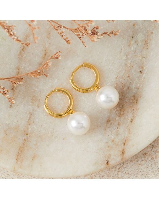 Esterah Metallic Pearl Huggie Hoops