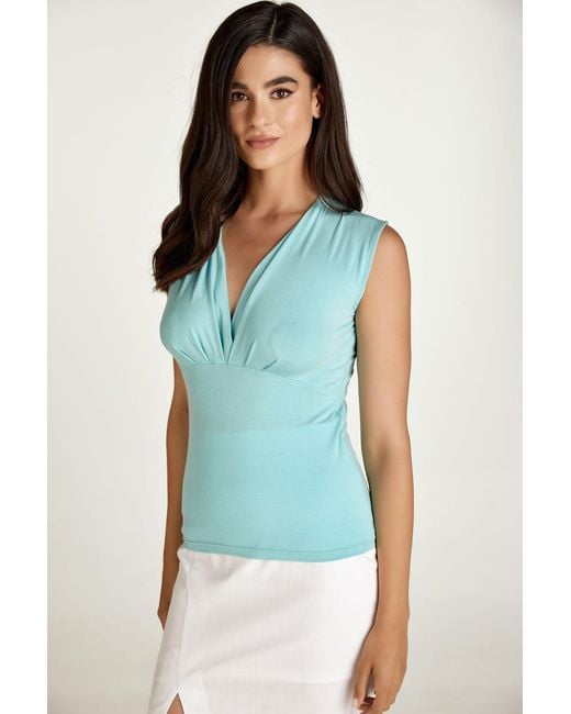 Conquista Green Aqua Wrap Top