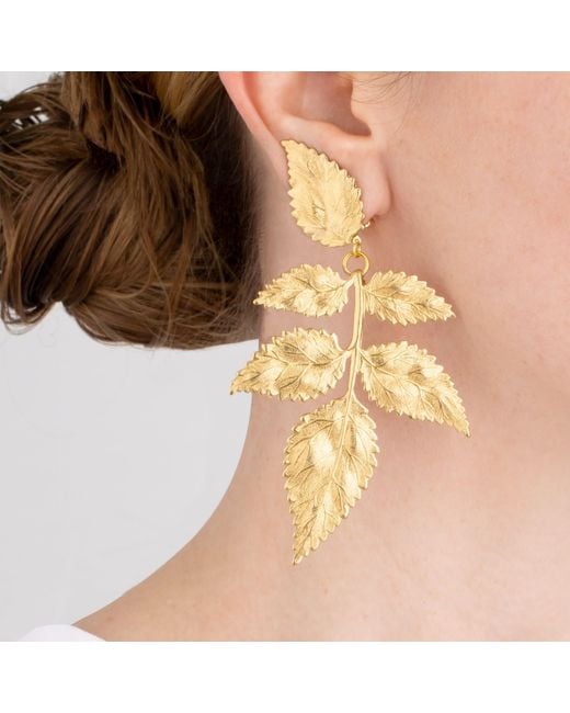 Pats Jewelry Metallic Golden Leaf Earrings