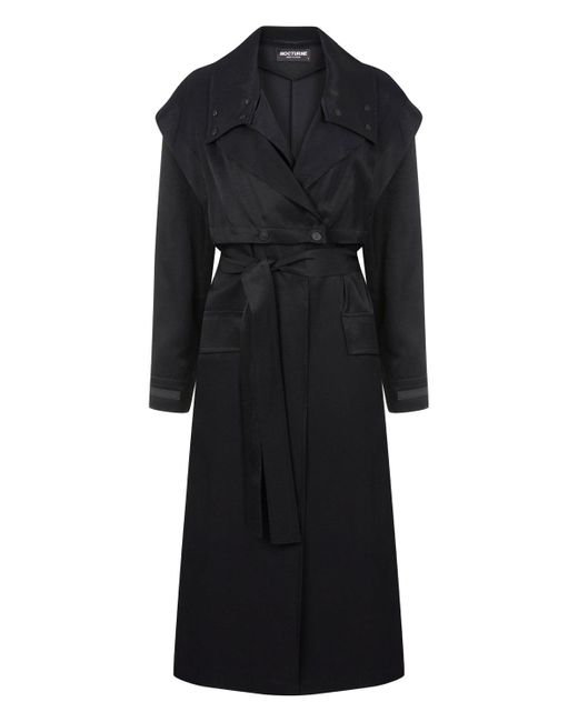 Nocturne Black Navy Double-breasted Trench Coat