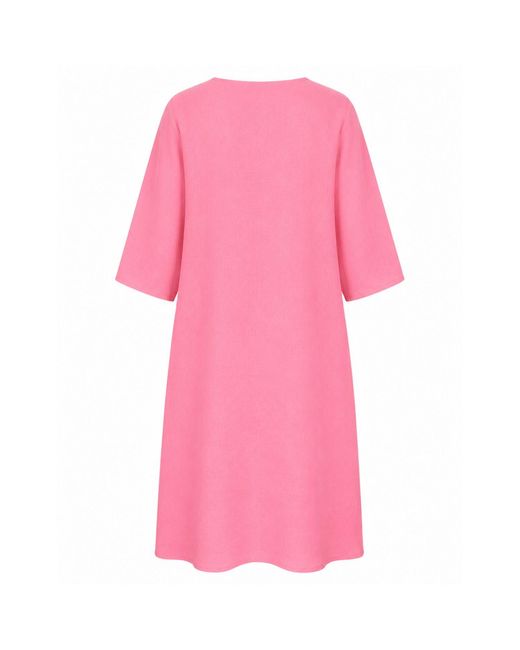 Luella Fashion Pink Mia Short V-Neck Linen Dress