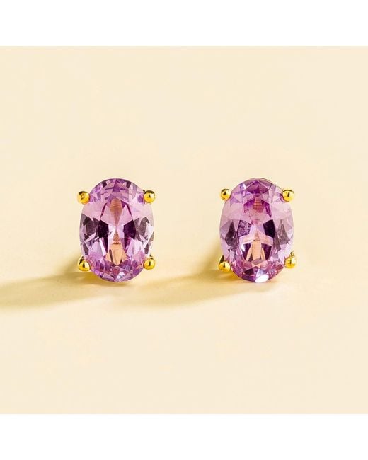 Juvetti Pink Ovo Earrings Set With Sapphire