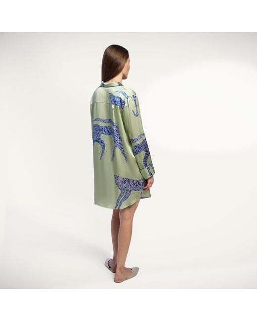 Piola Blue Oversized Silk Sleep Shirt