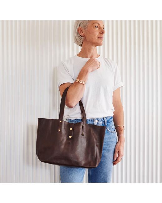 VIDA VIDA Brown Dark Soft Luxury Leather Tote Bag