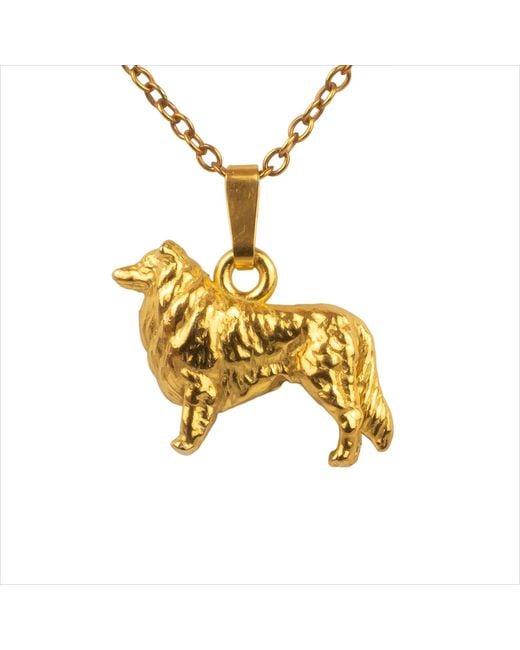 Simon Kemp Jewellers Metallic Collie Dog Pendant Eighteen Carat On Solid Recycled Sterling
