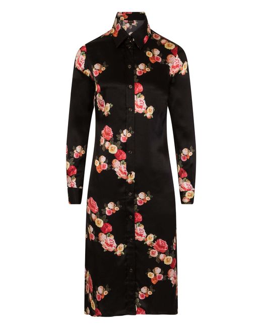 Sophie Cameron Davies Black Peony Silk Midi Dress