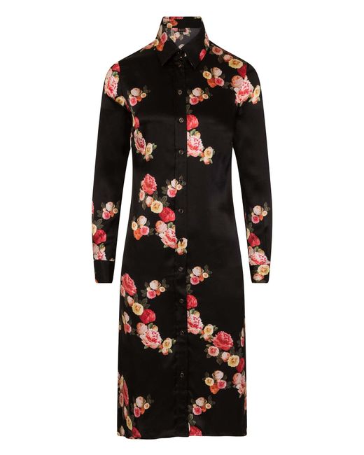 Sophie Cameron Davies Black Peony Silk Midi Dress