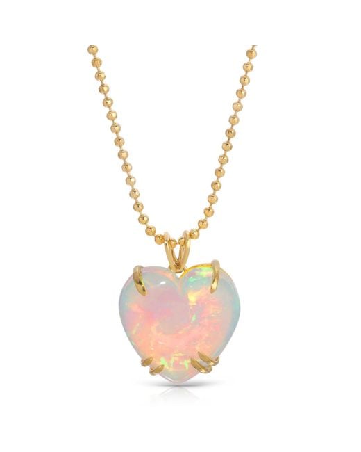 Glamrocks Jewelry Metallic Welo Opal Puffy Heart Necklace