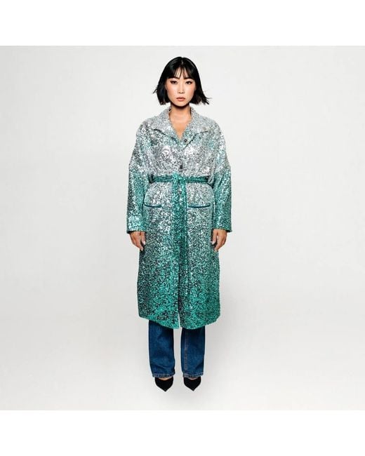 Maxjenny Blue Sequin Coat