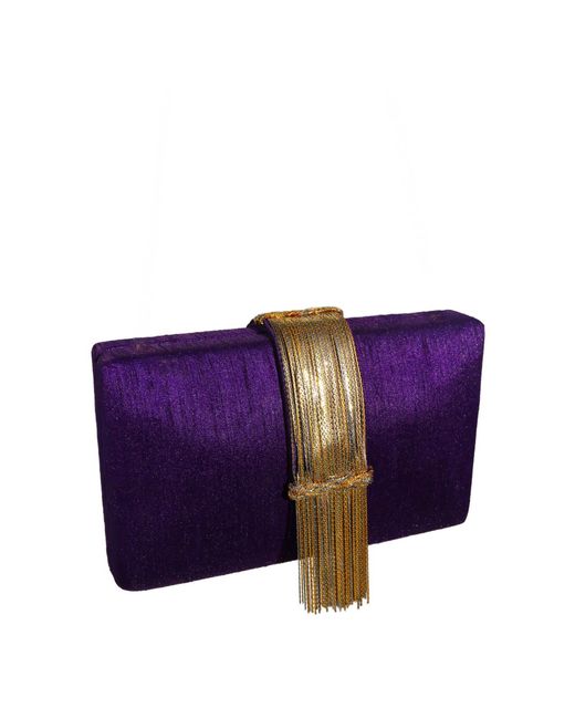Simitri Purple Plum Fringe Clutch