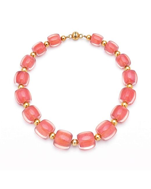 Gold & Honey Yellow Beaded Lucite Necklace For Brunch