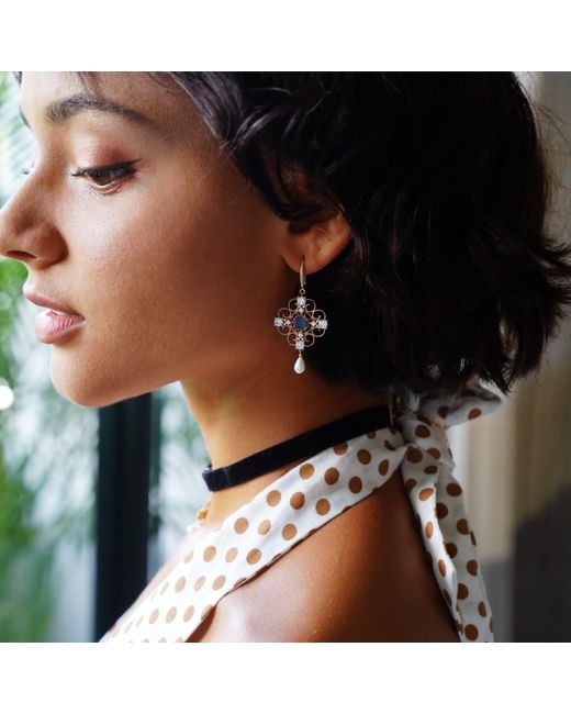 Retro Chic Metallic Orchid Dream Pearl Earrings