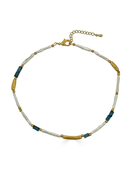 Loni Paul Jewelry Metallic Biwa Pearl & Kyanite Necklace