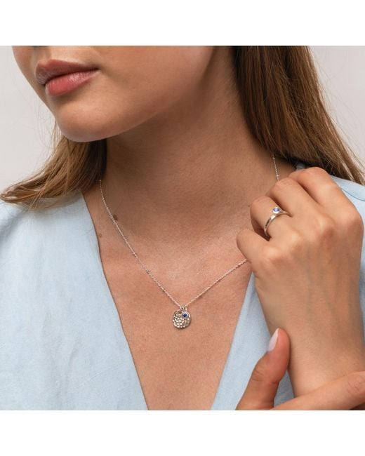 Dower & Hall Metallic Hammered Disc & Sapphire Pendant