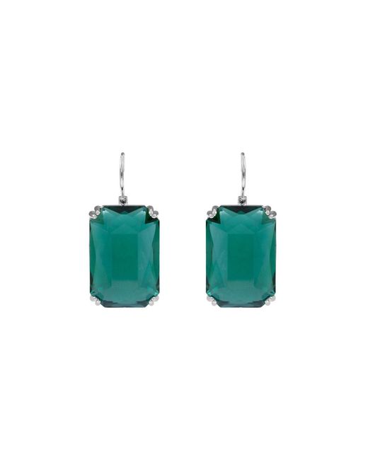 Saachi Green Emerald-Cut Crystal Drop Earrings