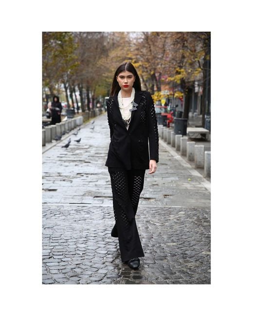 Silvia Serban Black Dragon Skin Laser Cut Suit