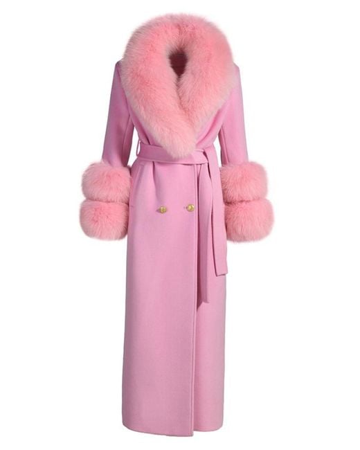 Hortons England Pink Mayfair Cashmere Coat Powder