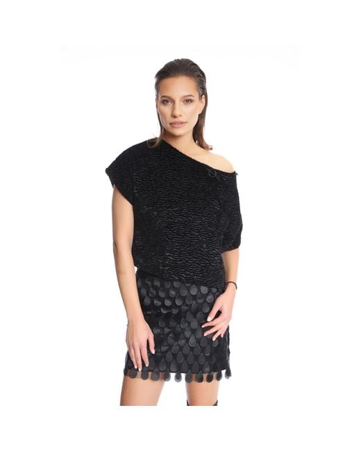 Silvia Serban Black 3D Application Organza Mini Skirt
