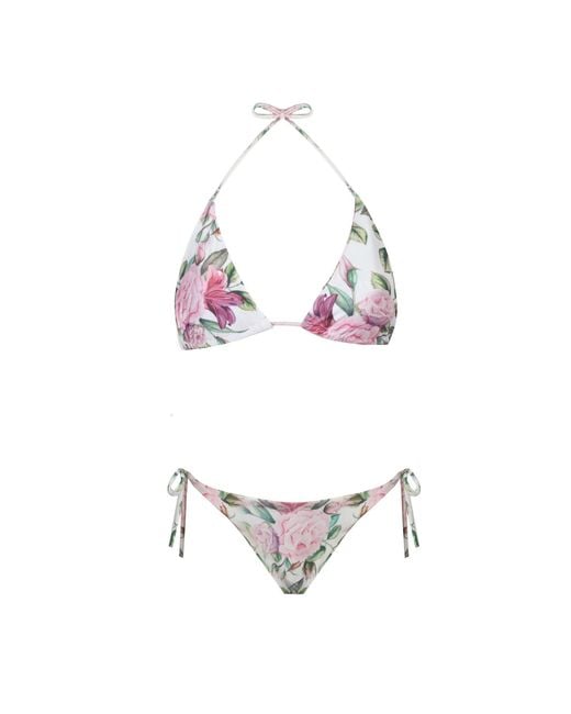 Nur Karaata Multicolor Triangle Rose Bikini Set