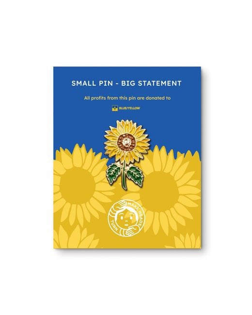 Make Heads Turn Yellow Enamel Pin Ukrainian Sunflower