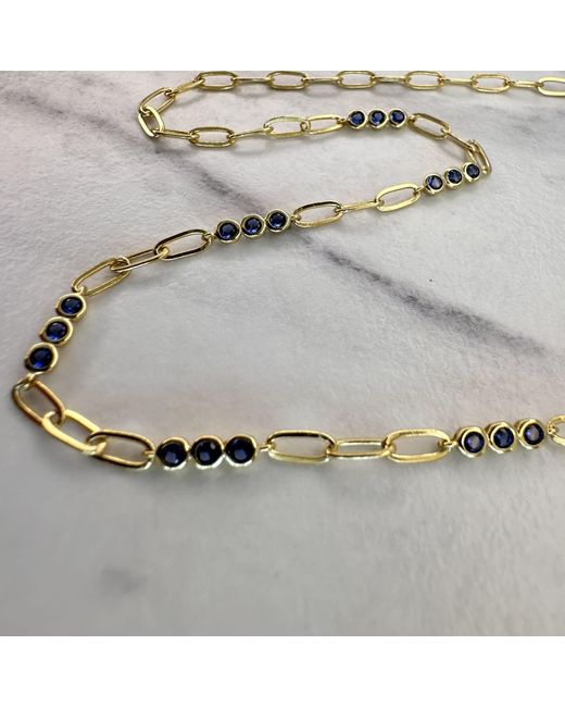 Clemence Wren Metallic Triple Sapphire Gemstone Necklace Chain