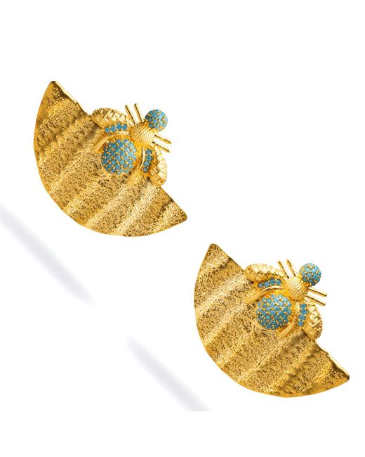 Ebru Jewelry Yellow Turquoise Honey Bee Chunky Earrings