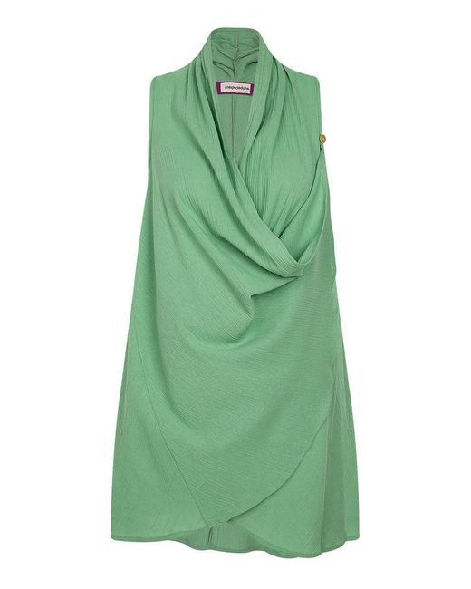 Unexpectedone Green Wrapped By Waterfall Tunic