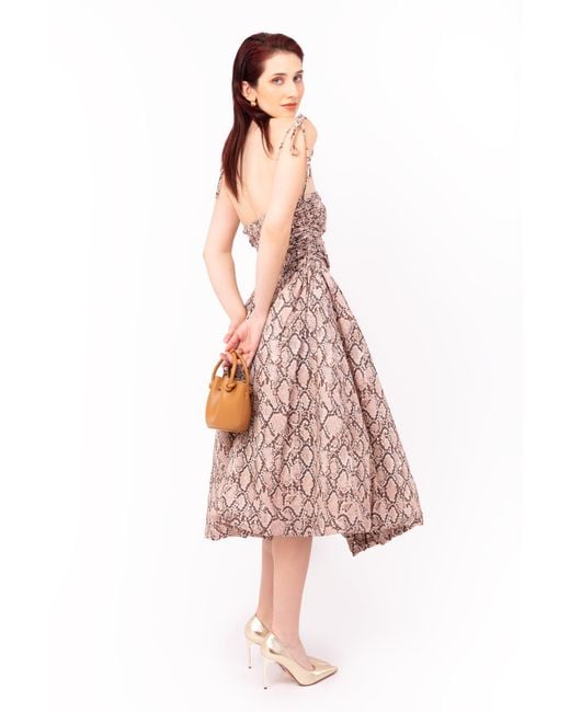 Amy Lynn Natural Neutrals Alexa Snake Print Puffball Dress