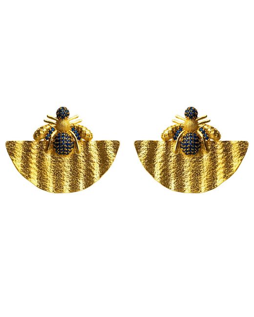 Ebru Jewelry Yellow Abundance Honey Bee Sapphire & Chunky Earrings