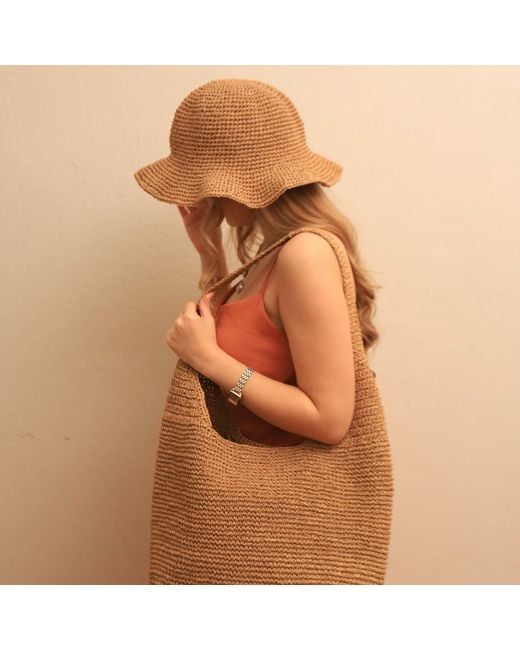 Springmoonatelier Brown Raffia Shoulder Bag