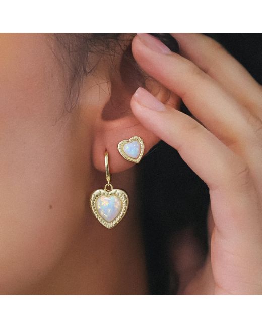 Luna Charles Metallic Adore Opal Heart Huggies