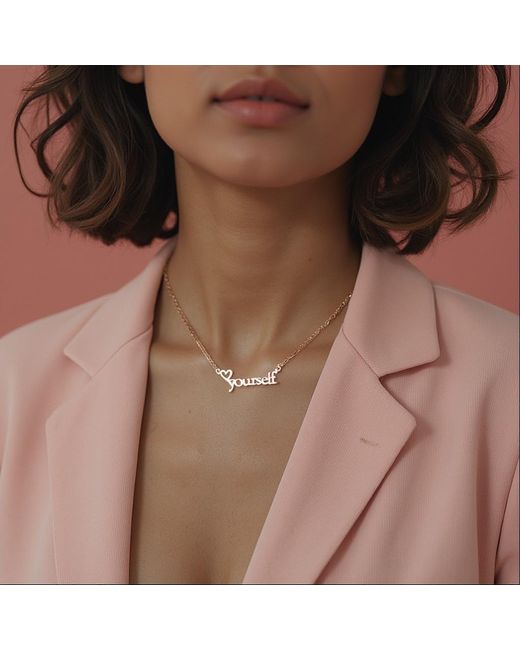 Rejected Hearts Club Metallic Filled 16" Love Yourself Chain Necklace With Magnetic Clasp