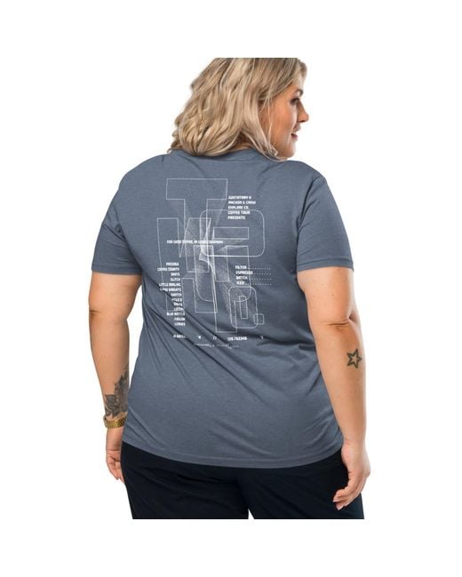 Anchor and Crew Blue Heather Gustatory Tokyo Coffee Scene Organic Cotton Embroidered T-Shirt