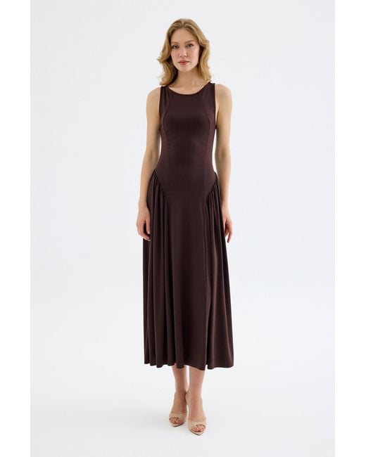 Monlicia Brown Elaris Viscose Bodycon Maxi Dress