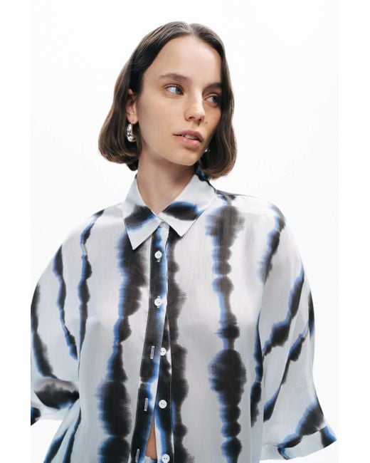 Nocturne Blue Flowy Tie-Dye Patterned Shirt