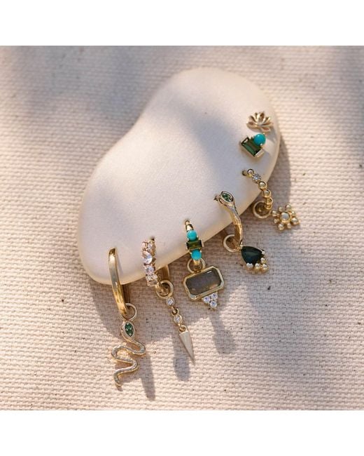 Zohreh White Labradorite & Sapphire Earring Charm 9K