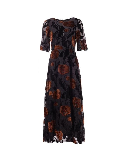 Traffic People Black Burnout Velvet Floral Millie Maxi Dress