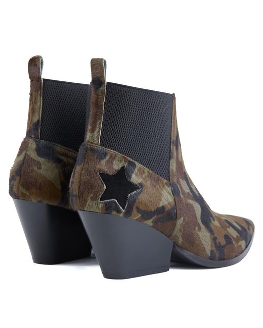 Rosamund Muir London Brown Felixa Camouflage Calf Hair With Star Ankle Boots
