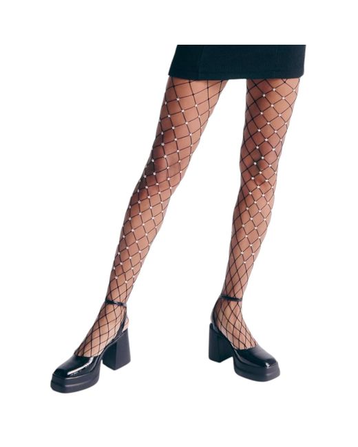 HIGH HEEL JUNGLE by KATHRYN EISMAN Brown Star Struck Fishnet Tights